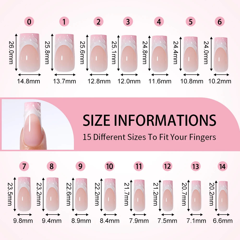 Custom Designed Luxury Diamond False Nails Full Cover Medium Square Handmade 3D Flower Rhinestone Gel French Press on Nails