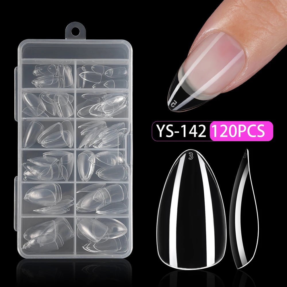 Wholesale 120/240Pcs Full Cover Almond False Nail Tips Supplies Clear Extra Short Almond Nail Tips