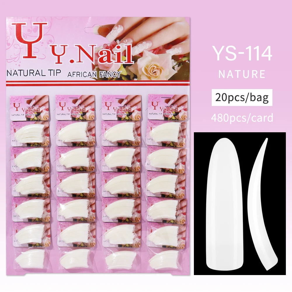 Nail Kingdom 480pcs 24Bags/Set Nail Tips Solid Color Clear Coffin/Square/Almond Full Cover Nail Tips False Nail Wholesale
