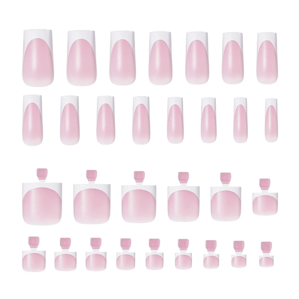 Factory Fake French Toenails Hand Nails Set 60pcs French White Black Tips Square French Soft Press on Acrylic Nails Set
