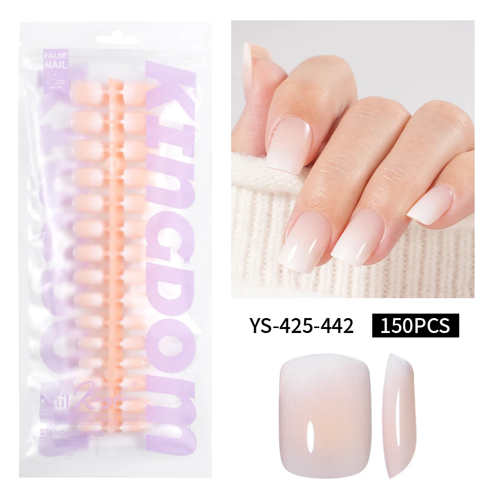 Wholesaler Private Label 150Pcs Nude Pink Gradient Fake Nails Press on Short Square Almond Ombre Press on Nails