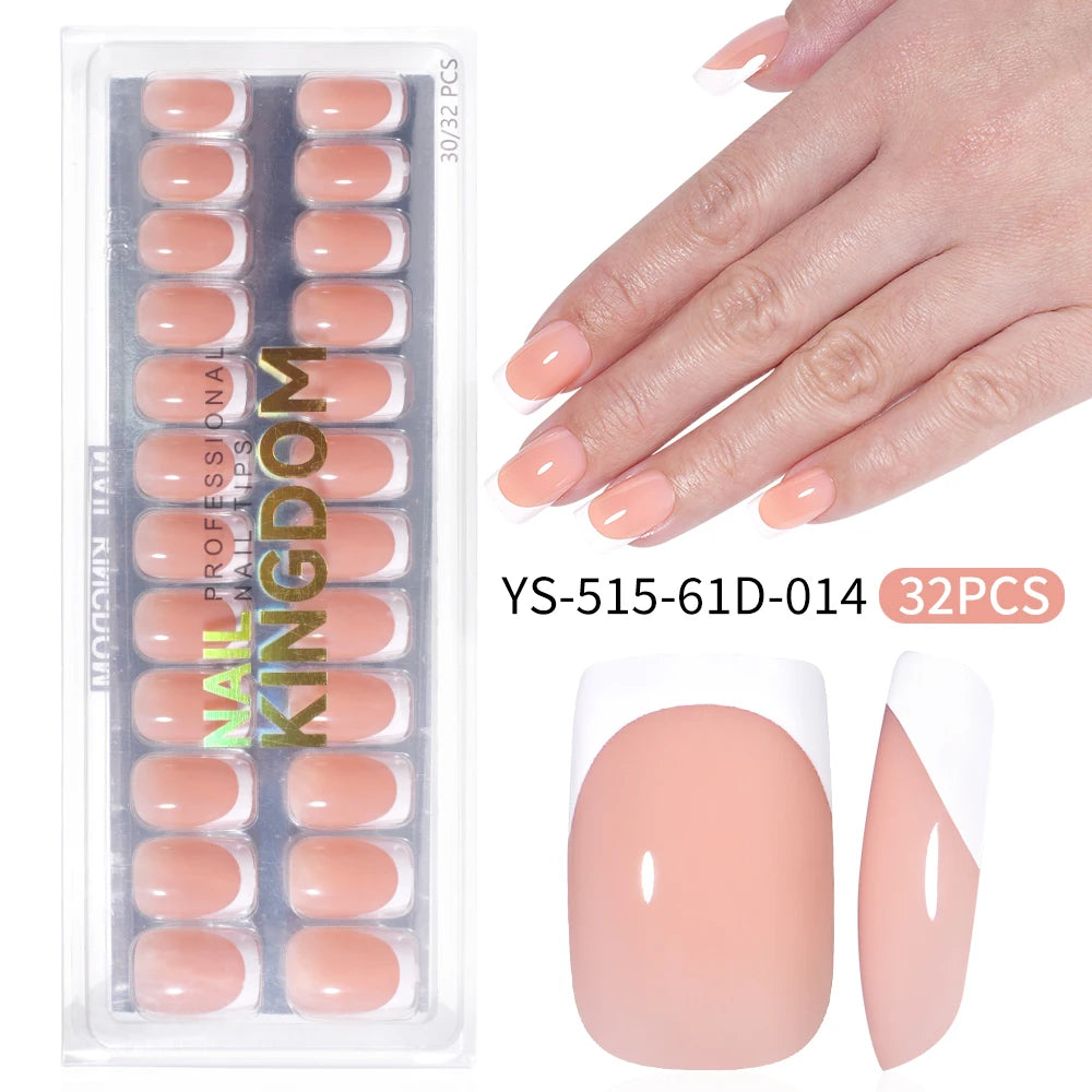 Wholesale Private Label 32pcs French False Nails Soft Gel X Nail Tips Full Cover Nude Pink Nails Press on French Tip