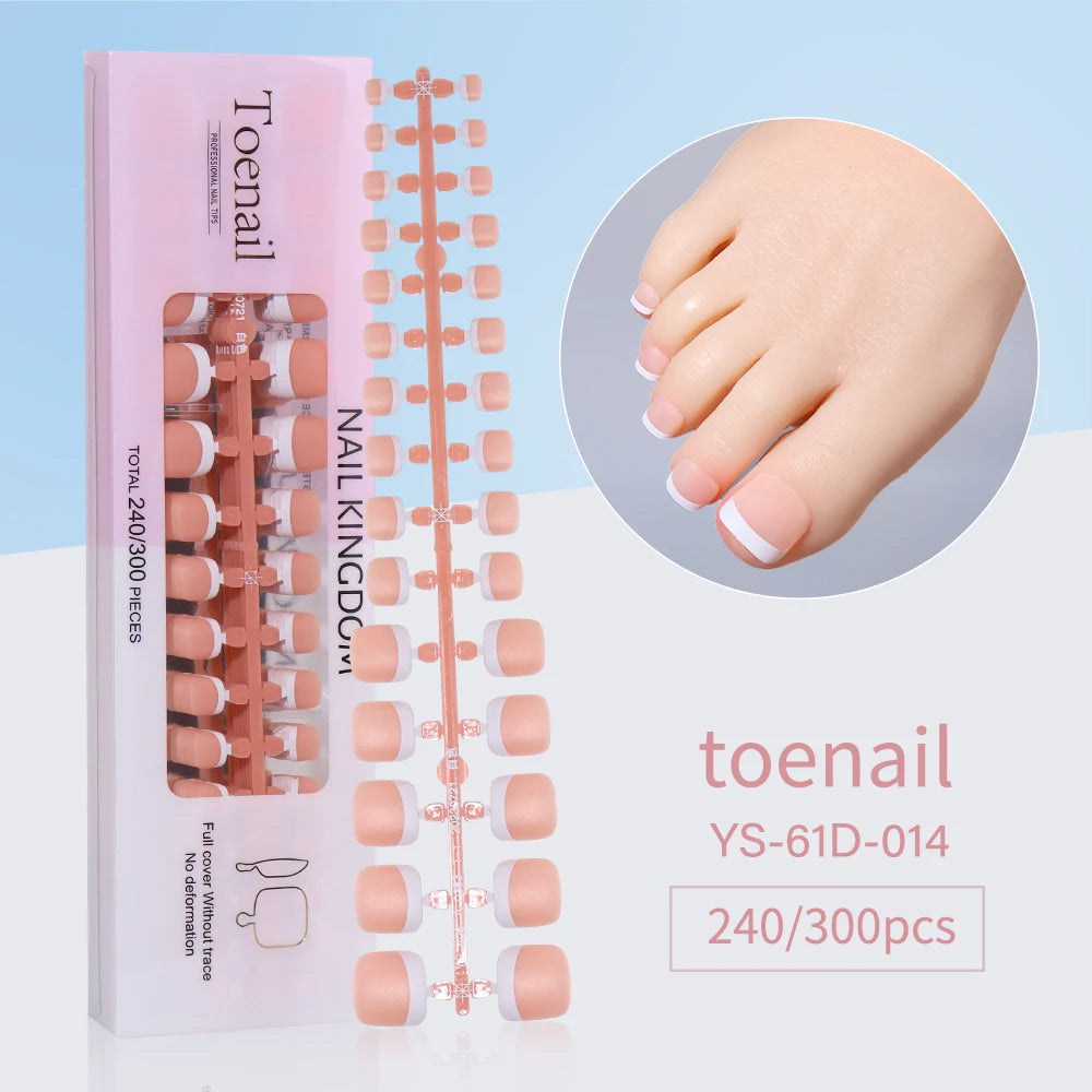 240pcs French Gel X Tips Press on Long Almond False Nails Premade Designed X Coat Tips Full Cover French Tip Press on Nails