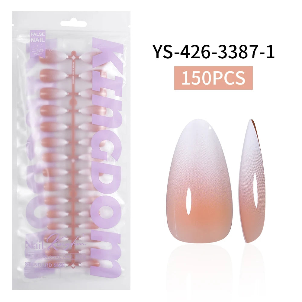 Wholesaler Private Label 150Pcs Nude Pink Gradient Fake Nails Press on Short Square Almond Ombre Press on Nails