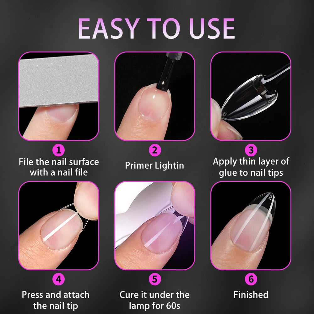 Wholesale 120/240Pcs Full Cover Almond False Nail Tips Supplies Clear Extra Short Almond Nail Tips