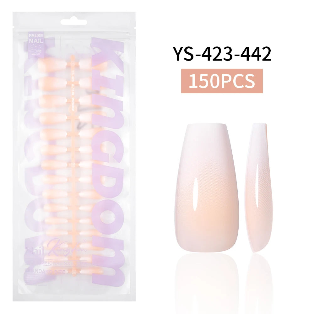 Wholesaler Private Label 150Pcs Nude Pink Gradient Fake Nails Press on Short Square Almond Ombre Press on Nails
