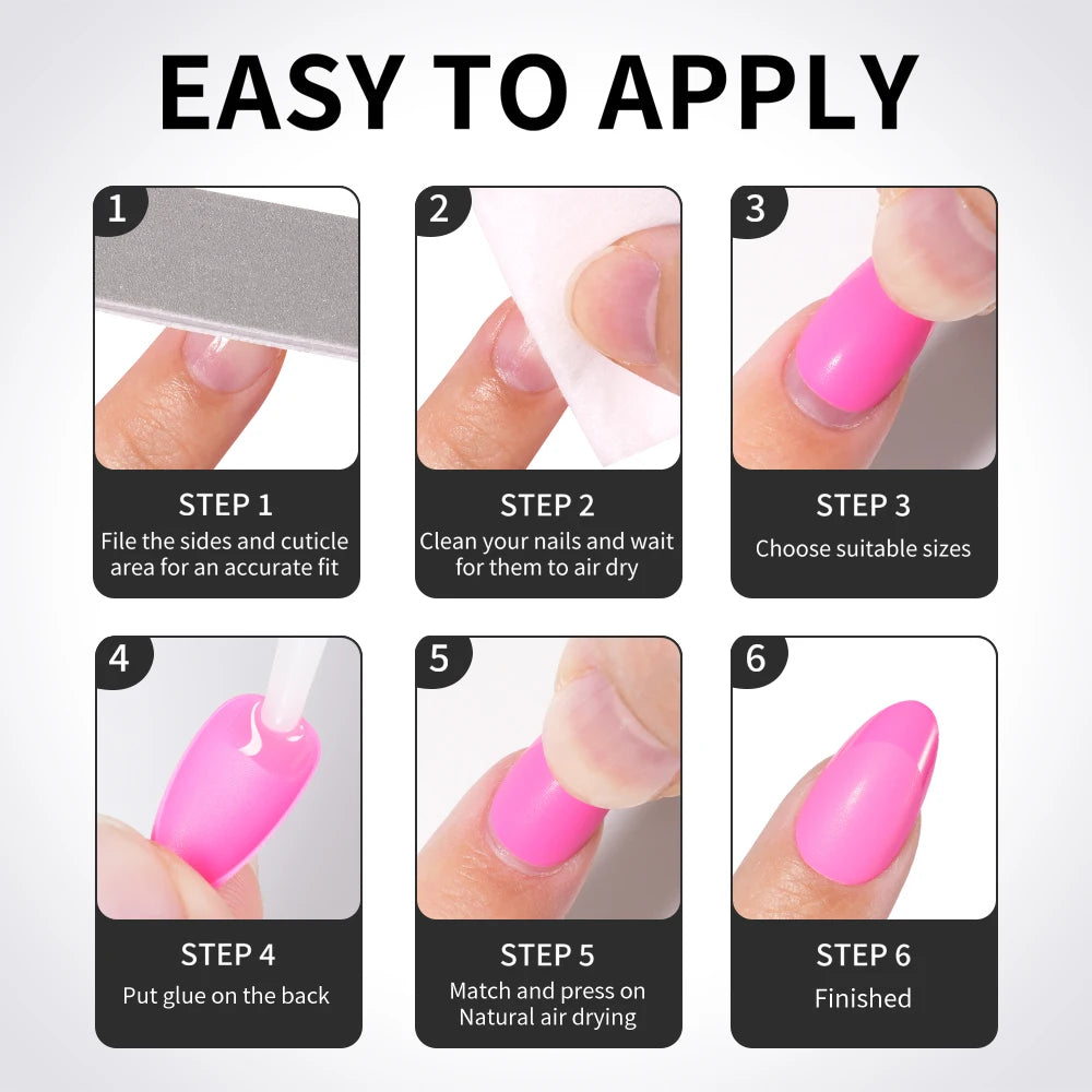 Wholesale 32PCS French Nails Press on Red Black Pink Color Short Almond Half Matte Press on Nails French Glitter Tip