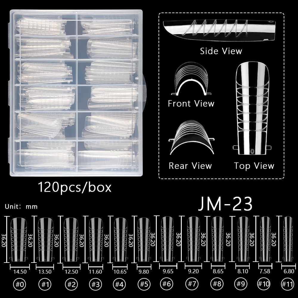 Wholesale 120pcs Russian Almond Dual Forms 26 Styles Quick Building Nail Model Extension Oval Stiletto Coffin Plastic Nail Forms