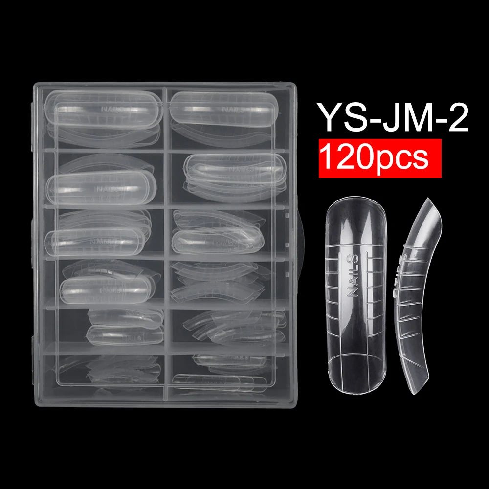 Wholesale 120pcs Russian Almond Dual Forms 26 Styles Quick Building Nail Model Extension Oval Stiletto Coffin Plastic Nail Forms