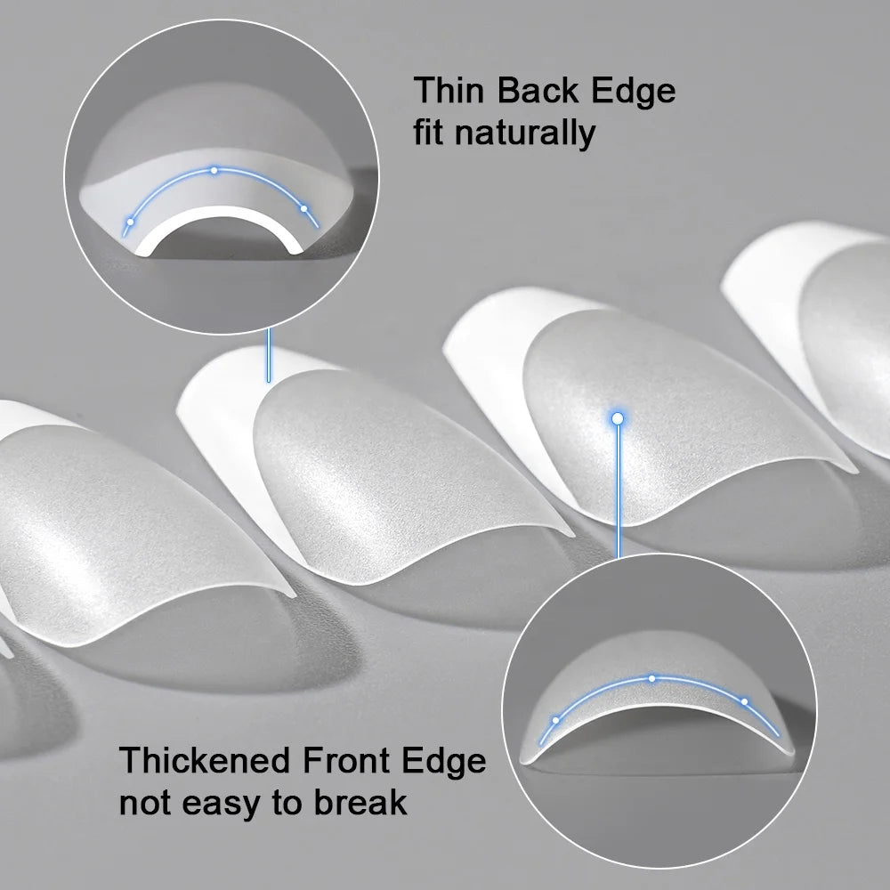 Nail Manufacturer OEM 120pcs French Design Full Matte French Medium Short Ballerina Almond Oval Coffin French Tip Press on Nails
