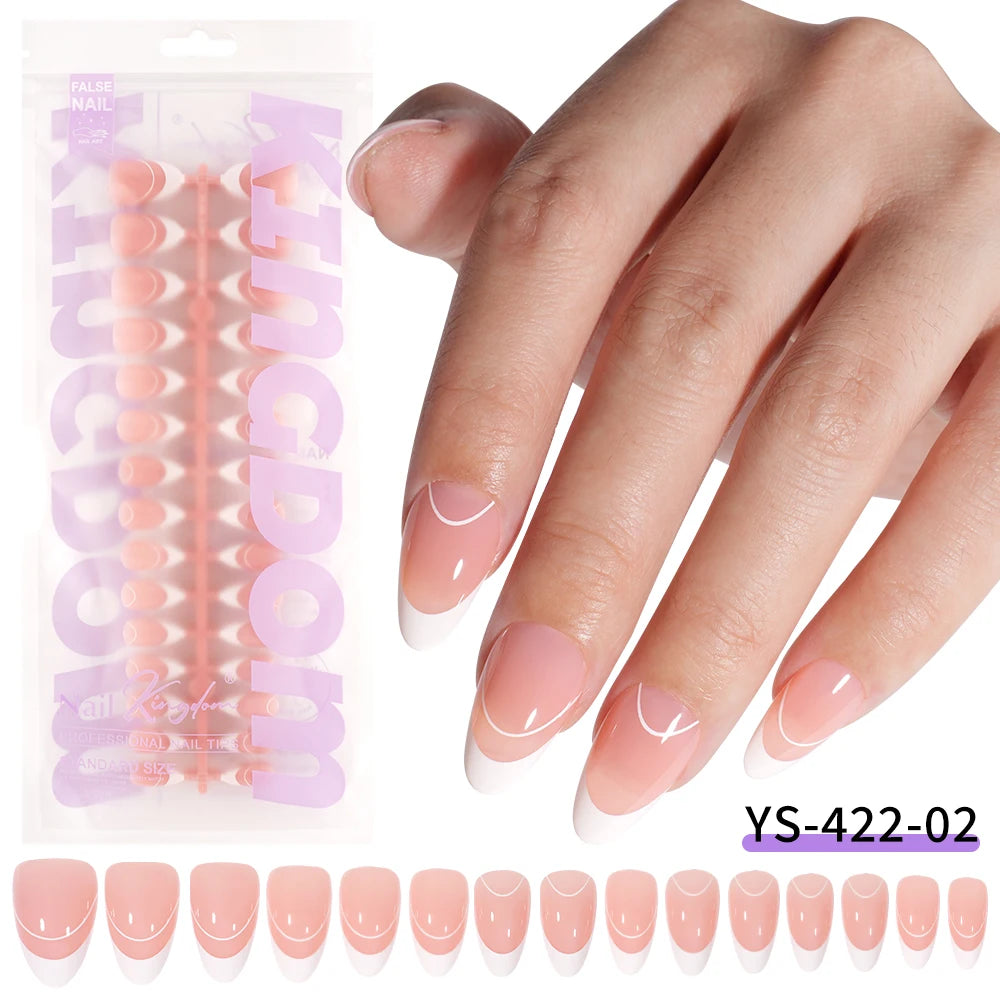 Wholesale OEM 120pcs French Reusable False Nails Ballet Designer Glitter Silver Handmade French Soft Gel Press on Nails Set