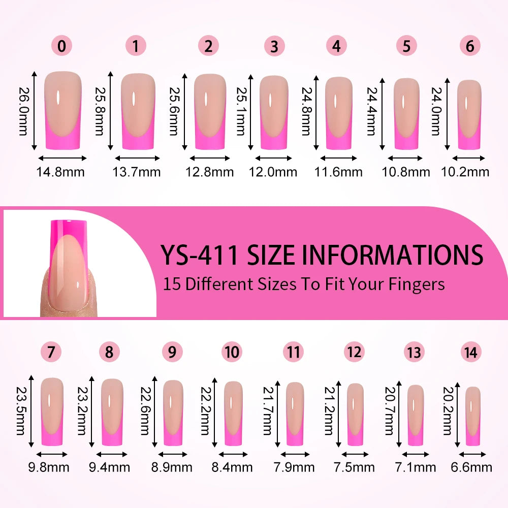 Nail Supplier Custom Wholesale 150PCS Press on French Nails Square Full Cover Wearable Colorful Press on Nails French Tip