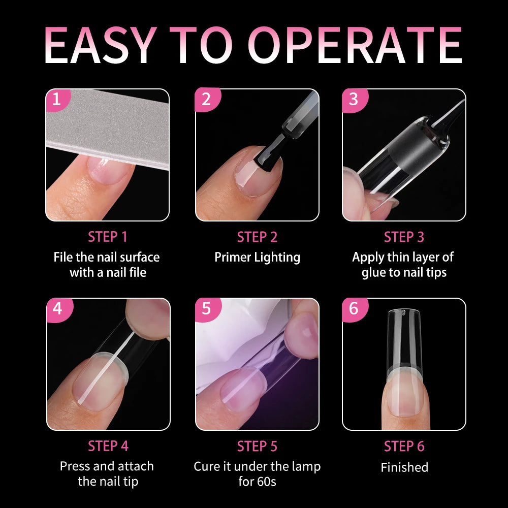 Wholesale 240Pcs Full Cover Half Matte False Nails Long Square Clear Transparent Traceless Semi Frosted Square Nail Tips