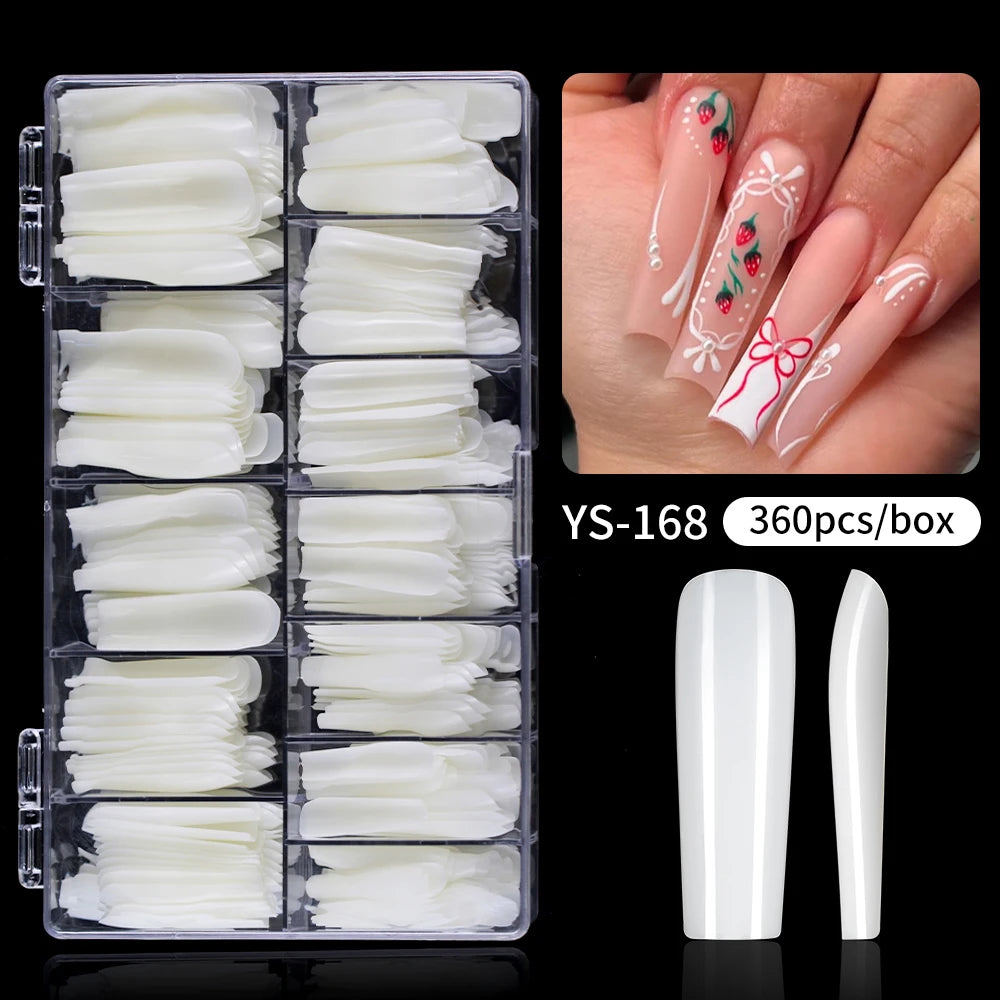 Private Label Full Cover Xxl Square Fake Nail Tips Extension Natural Transparent French Straight Tapered Square Nail Tips