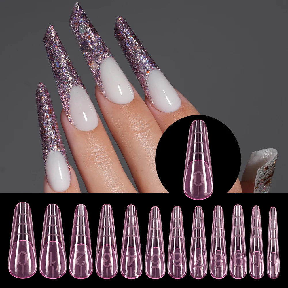 OEM ODM Quick Building Mold Nail Tool 120Pcs Extension Form Tips Pink French Silicone Molds Plastic Dual Form Nail Tips