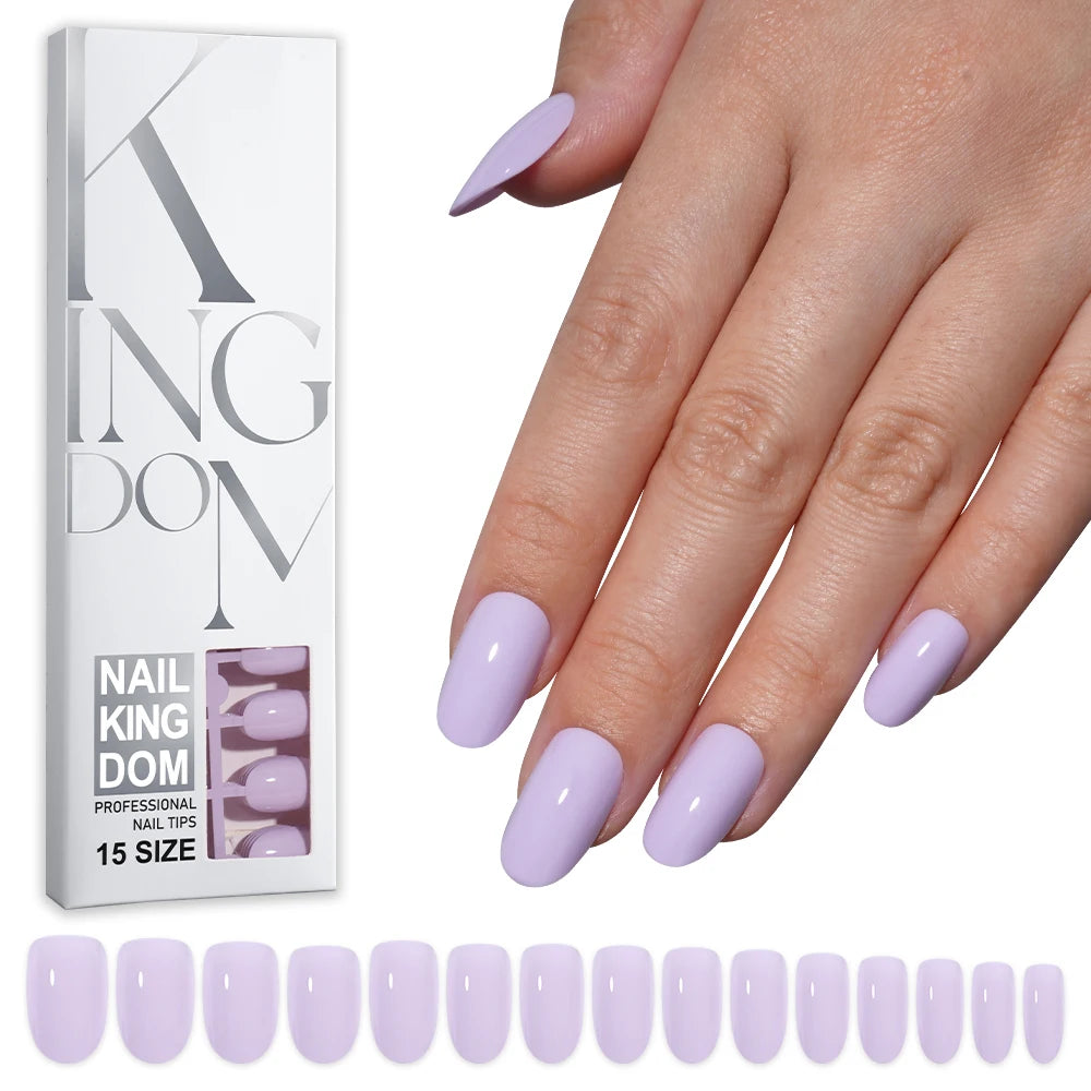Factory Wholesale 120pcs Purple Pink White Red French Short Nails Reusable Solid Color Press on Nails for Women False Nails