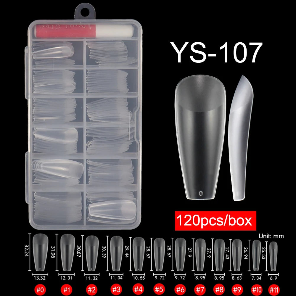 120 Pcs/Box Soft Gel Nails Art Tip Half Matte False Nails Coffin Stiletto Almond Square Full Cover Semi Frosted Nail Tips