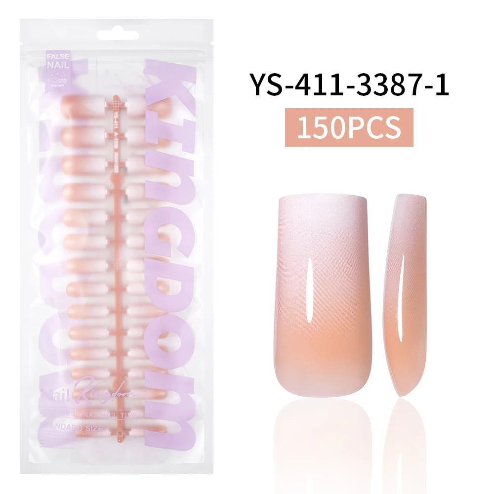 Wholesaler Private Label 150Pcs Nude Pink Gradient Fake Nails Press on Short Square Almond Ombre Press on Nails