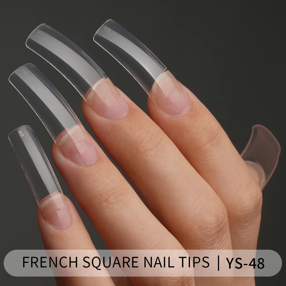 Tapered Square Nail Tips 500pcs/box XXXL French Ultra Thin Half Cover No C Curve Straight Soft Gel French Square Nail Tips