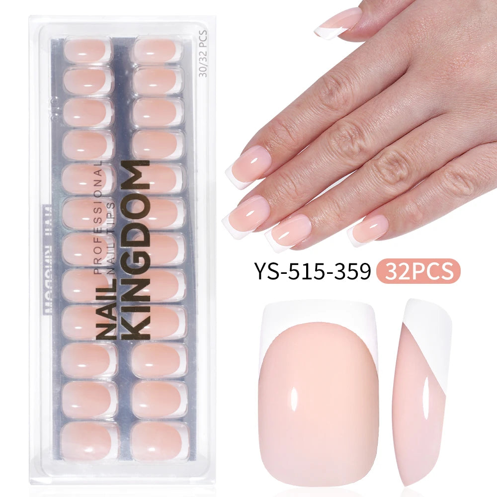 Wholesale Private Label 32pcs French False Nails Soft Gel X Nail Tips Full Cover Nude Pink Nails Press on French Tip