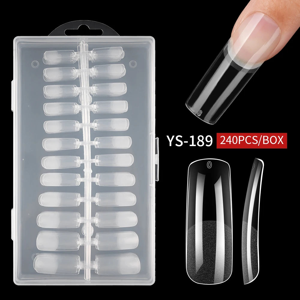 Wholesale 240Pcs Full Cover Half Matte False Nails Long Square Clear Transparent Traceless Semi Frosted Square Nail Tips