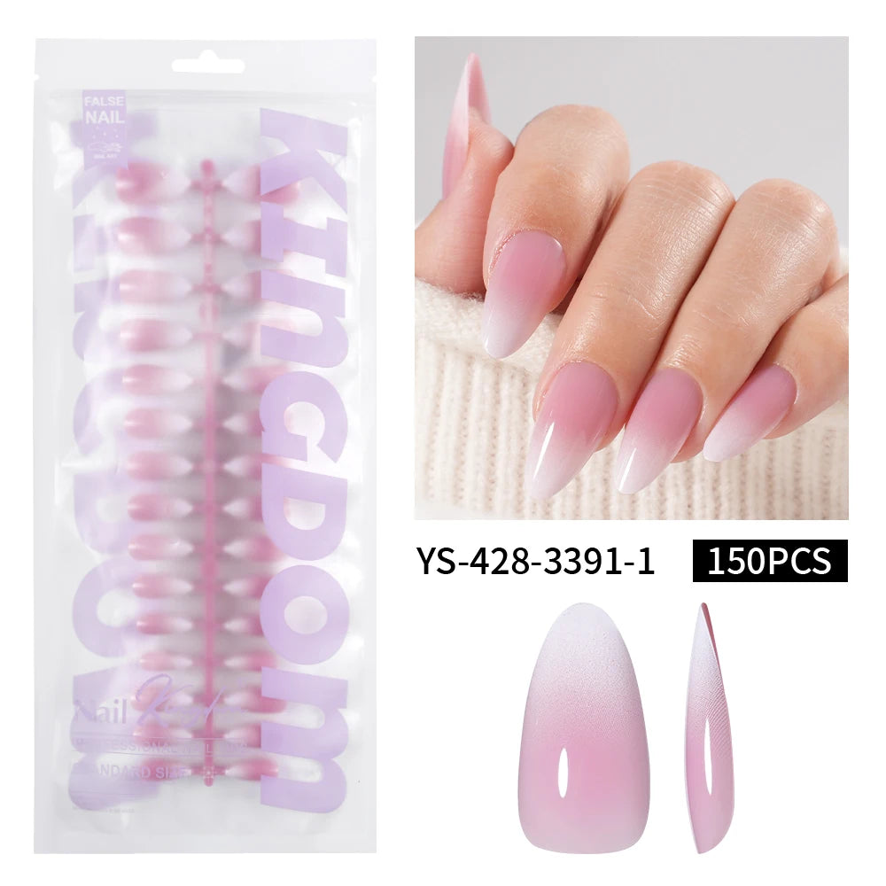 Wholesaler Private Label 150Pcs Nude Pink Gradient Fake Nails Press on Short Square Almond Ombre Press on Nails