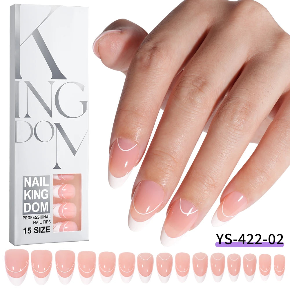 Wholesale OEM 120pcs French Reusable False Nails Ballet Designer Glitter Silver Handmade French Soft Gel Press on Nails Set