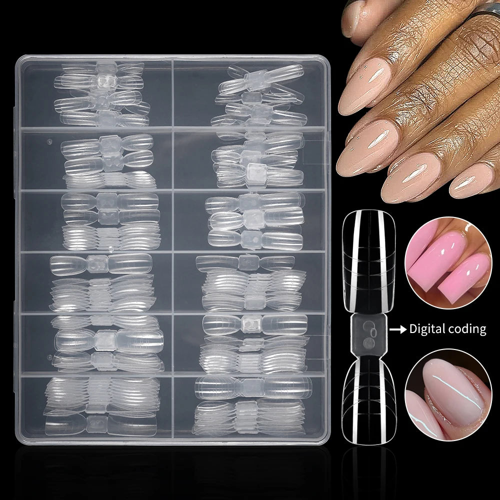 New Wholesale Private Label Quick Building Nail Molds 120Pcs Acrylic Extension Clear French Square Oval Plastic Nail Form