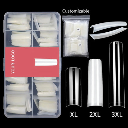 Tapered Square Nail Tips 500pcs/box XXXL French Ultra Thin Half Cover No C Curve Straight Soft Gel French Square Nail Tips