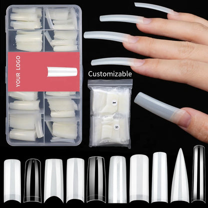 Tapered Square Nail Tips 500pcs/box XXXL French Ultra Thin Half Cover No C Curve Straight Soft Gel French Square Nail Tips