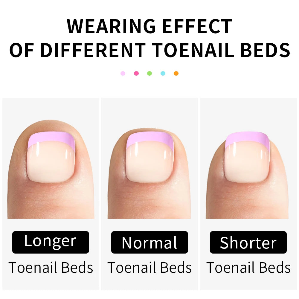 Wholesale 120/150PCS Mixed Color French Square Designs Certain Colorful French Press on Toe Nails Tip for Feet Nail Art Salon