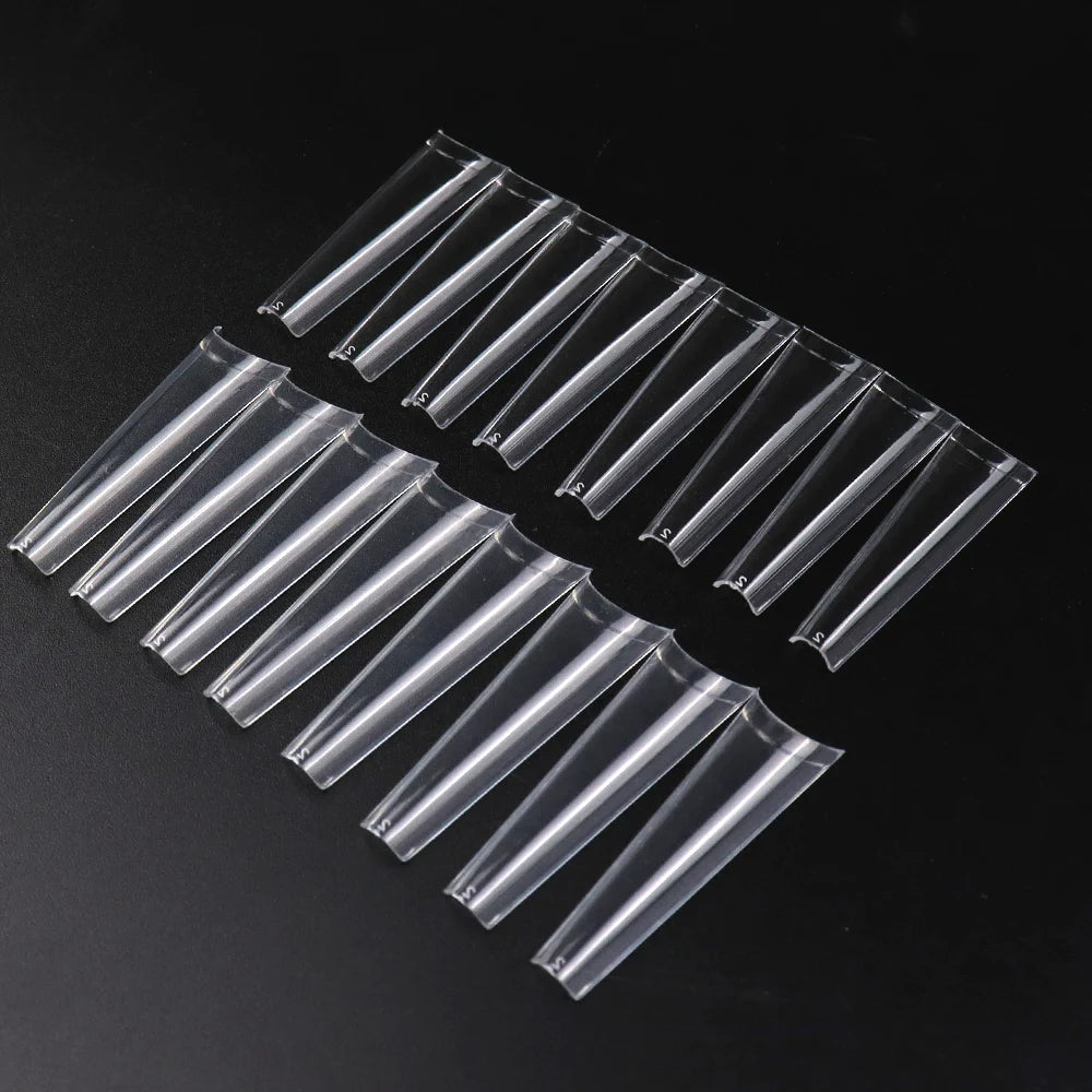 Wholesale 500pcs Box XXL Curved C False Nail Tips Half Cover Long French Artificial Fingernails Transparent Coffin Nail Tips