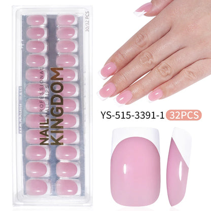 Wholesale Private Label 32pcs French False Nails Soft Gel X Nail Tips Full Cover Nude Pink Nails Press on French Tip