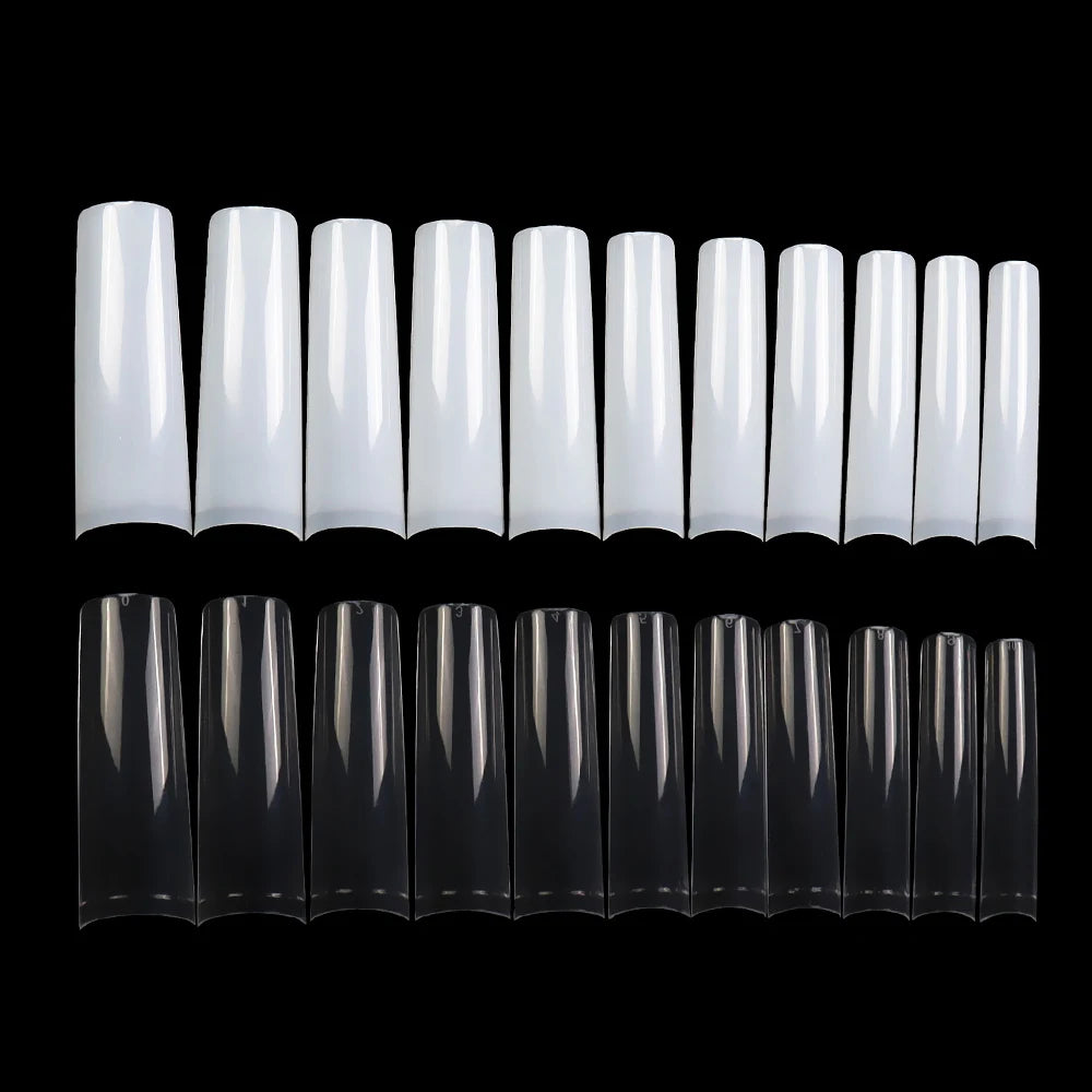 Acrylic French Half Cover 550Pcs/Box Nail Tips Long Square Nail Tips Clear Nature Color Nail Supplies