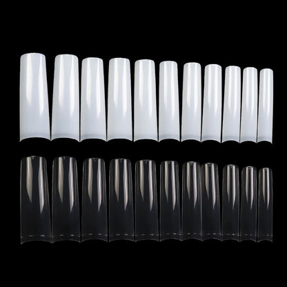 Acrylic French Half Cover 550Pcs/Box Nail Tips Long Square Nail Tips Clear Nature Color Nail Supplies