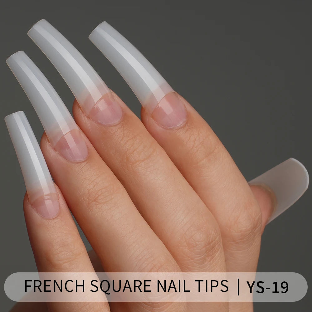 Tapered Square Nail Tips 500pcs/box XXXL French Ultra Thin Half Cover No C Curve Straight Soft Gel French Square Nail Tips
