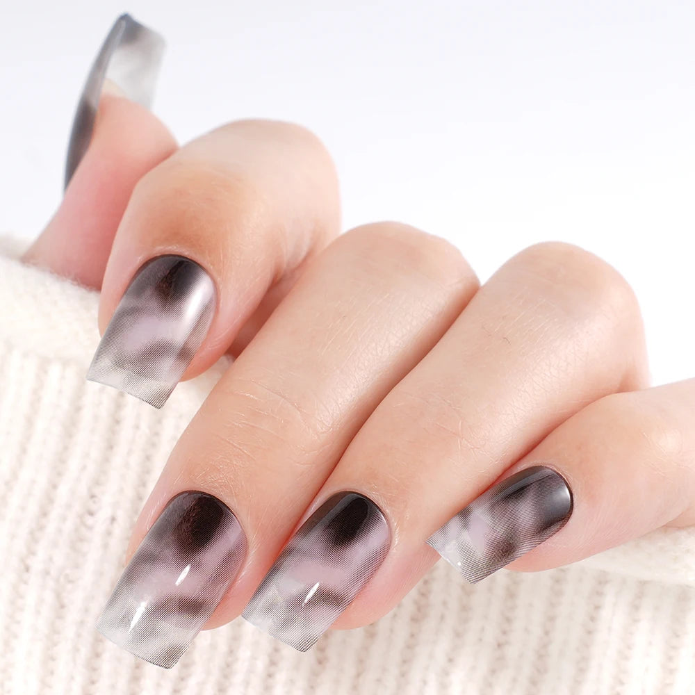 Hot Selling Custom 24PCS Press on Nails Gray Color Handmade Short Square Gel Press on Nails for Women Nail Art DIY Design
