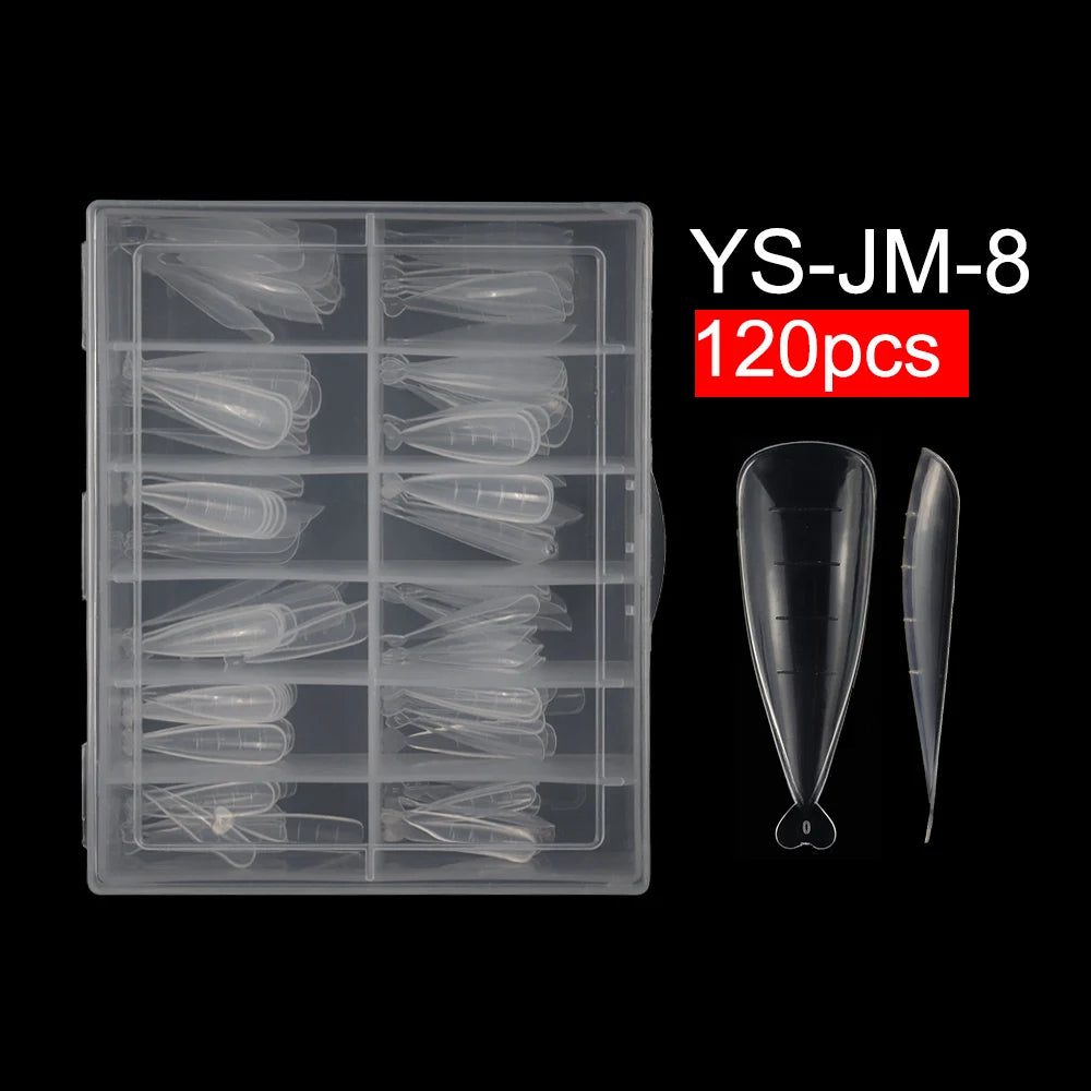 Wholesale 120pcs Russian Almond Dual Forms 26 Styles Quick Building Nail Model Extension Oval Stiletto Coffin Plastic Nail Forms