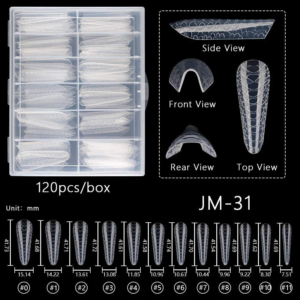 Wholesale 120pcs Russian Almond Dual Forms 26 Styles Quick Building Nail Model Extension Oval Stiletto Coffin Plastic Nail Forms