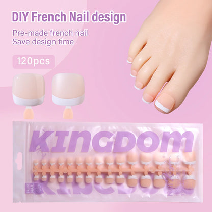 150pcs Wholesale Press on Gel Nails French White Black Tips Private Label Almond Square Coffin French Press on Nails Strip