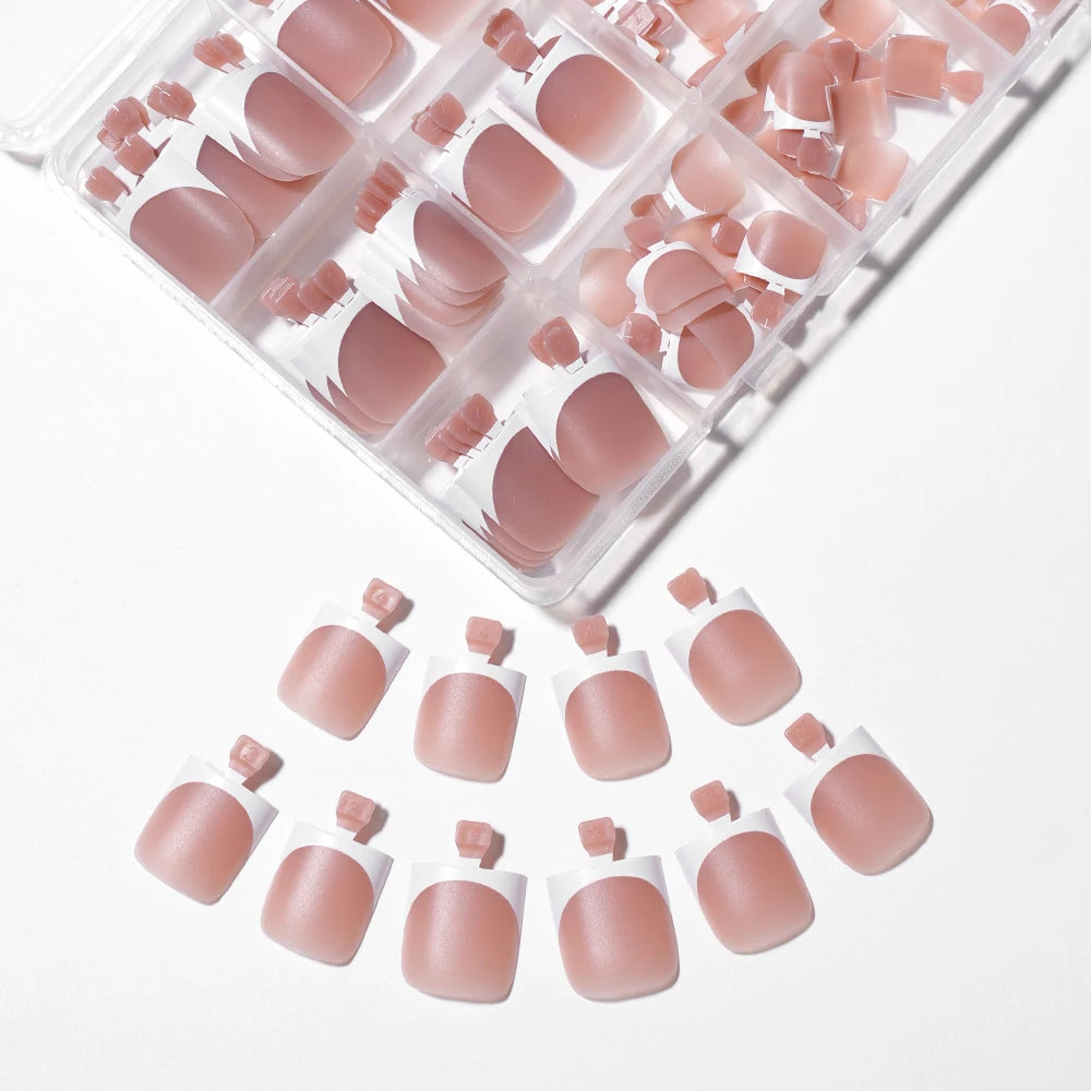 Custom 150pcs Press on Foot Nail Tips Artificial Fake Toenails Handmade Short Square French Soft Gel Press on Toe Nails