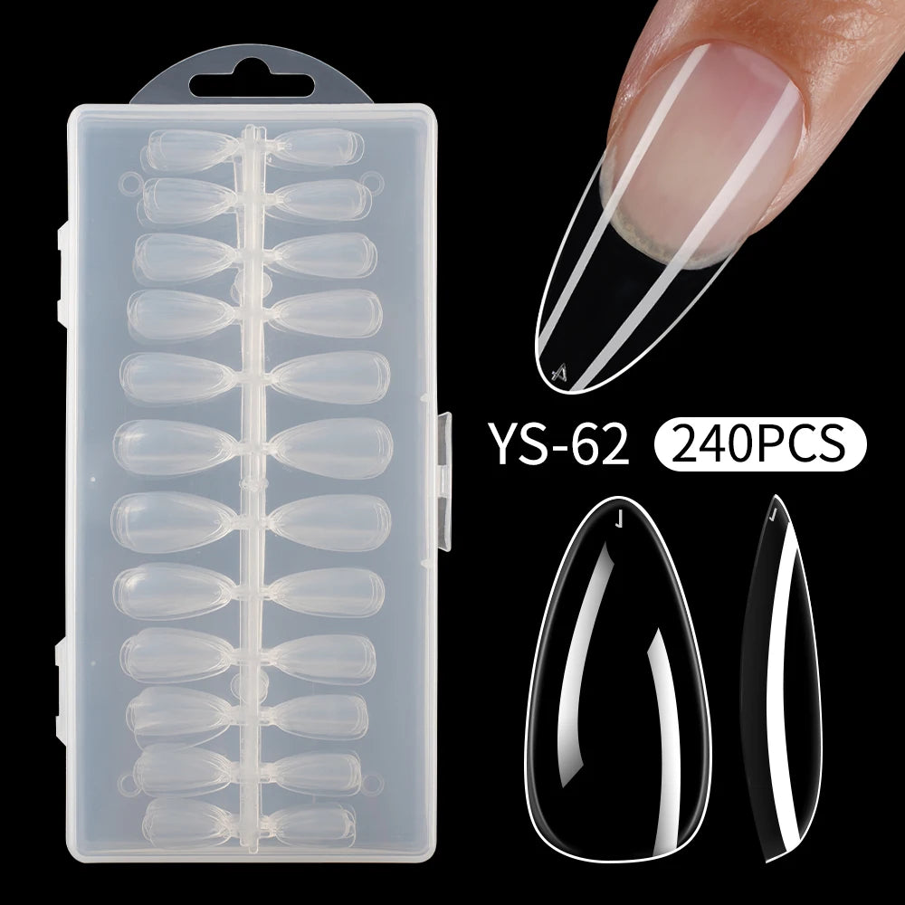 Plastic Full Cover Acrylic Nails Tip Tapered Square Natural Clear Stiletto Artificial Long Ballet French Coffin Nail Tips