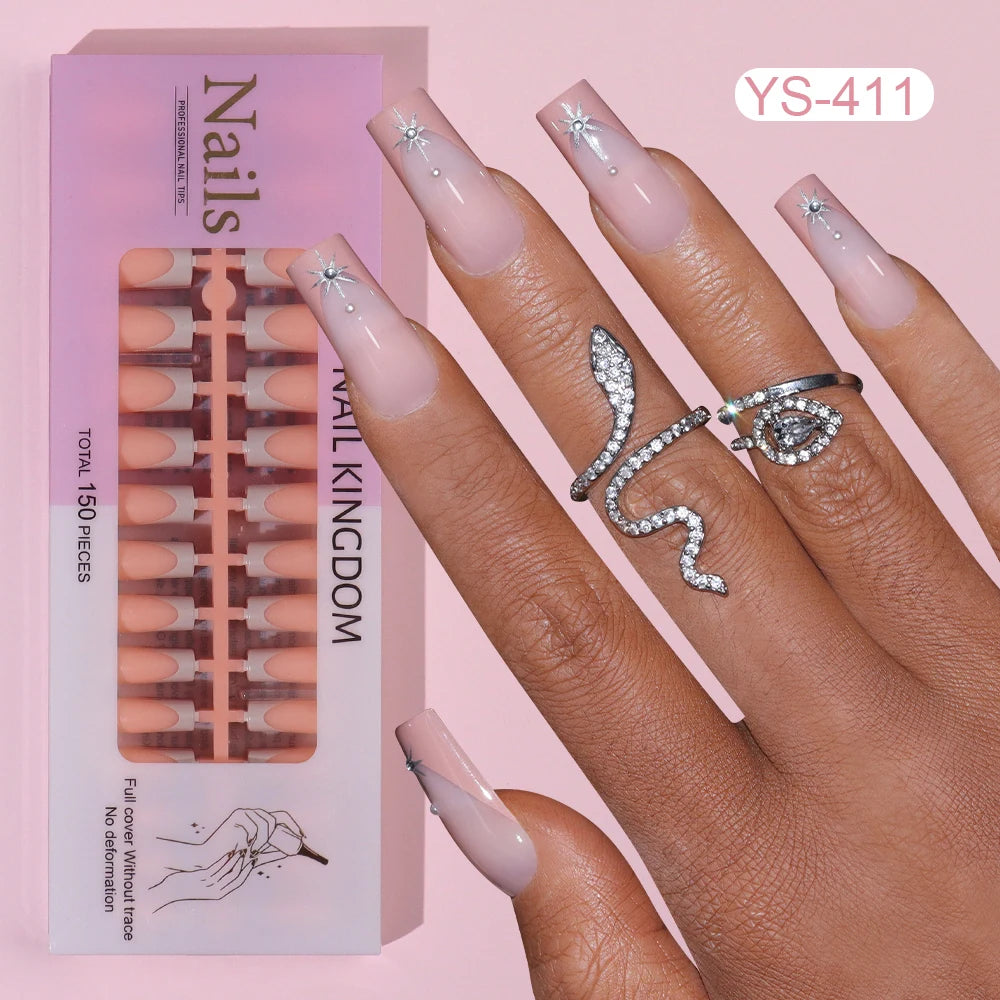 Private Label Wholesale 150pcs Private Label Soft Gel False Nail Nude Almond Square French Press on Nails for Nails Extension