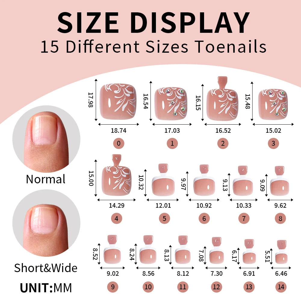 Custom 30pcs Nude Pink Luxury Press on Foot Nail Tips Bling Glitter Toenails Short Square French Press on Toe Nails With Diamond