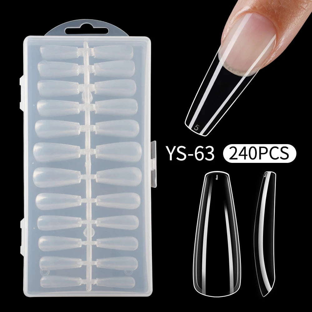 Plastic Full Cover Acrylic Nails Tip Tapered Square Natural Clear Stiletto Artificial Long Ballet French Coffin Nail Tips