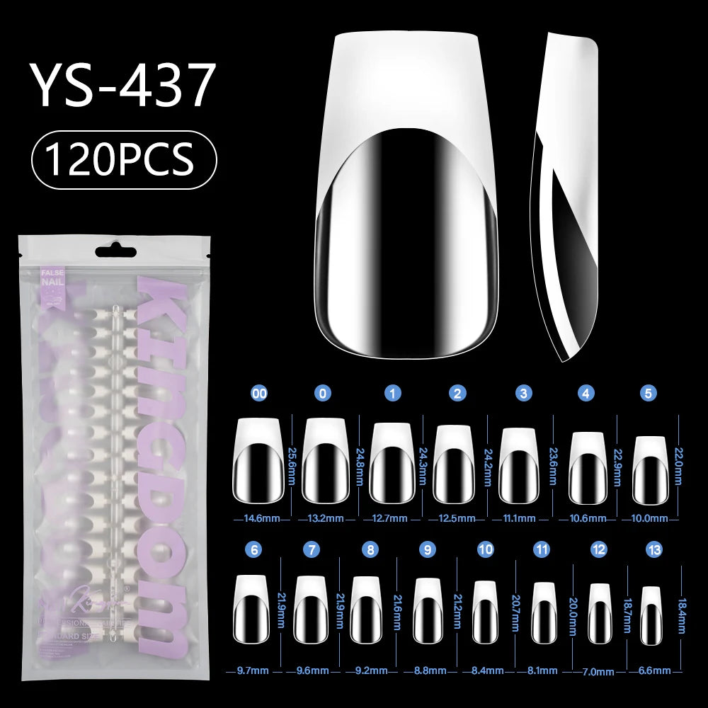 Nail Factory Wholesale 120pcs Full Cover French White Tip Nails Press on Clear Short Almond Stiletto French Tip Press on Nails