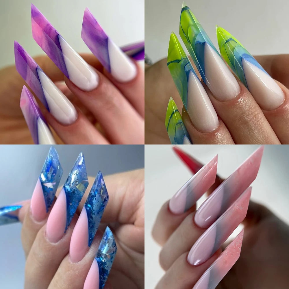 New Wholesale 120Pcs Pyramid Edge Nail Mold Tips 12 Size Full Cover Reusable Acrylic Extension Clear Pyramid Plastic Nail Form