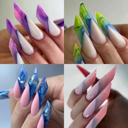 New Wholesale 120Pcs Pyramid Edge Nail Mold Tips 12 Size Full Cover Reusable Acrylic Extension Clear Pyramid Plastic Nail Form