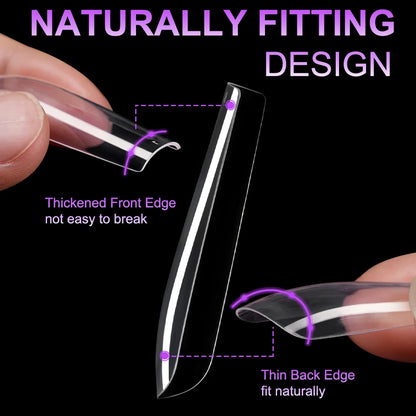 Private Label Full Cover Xxl Square Fake Nail Tips Extension Natural Transparent French Straight Tapered Square Nail Tips