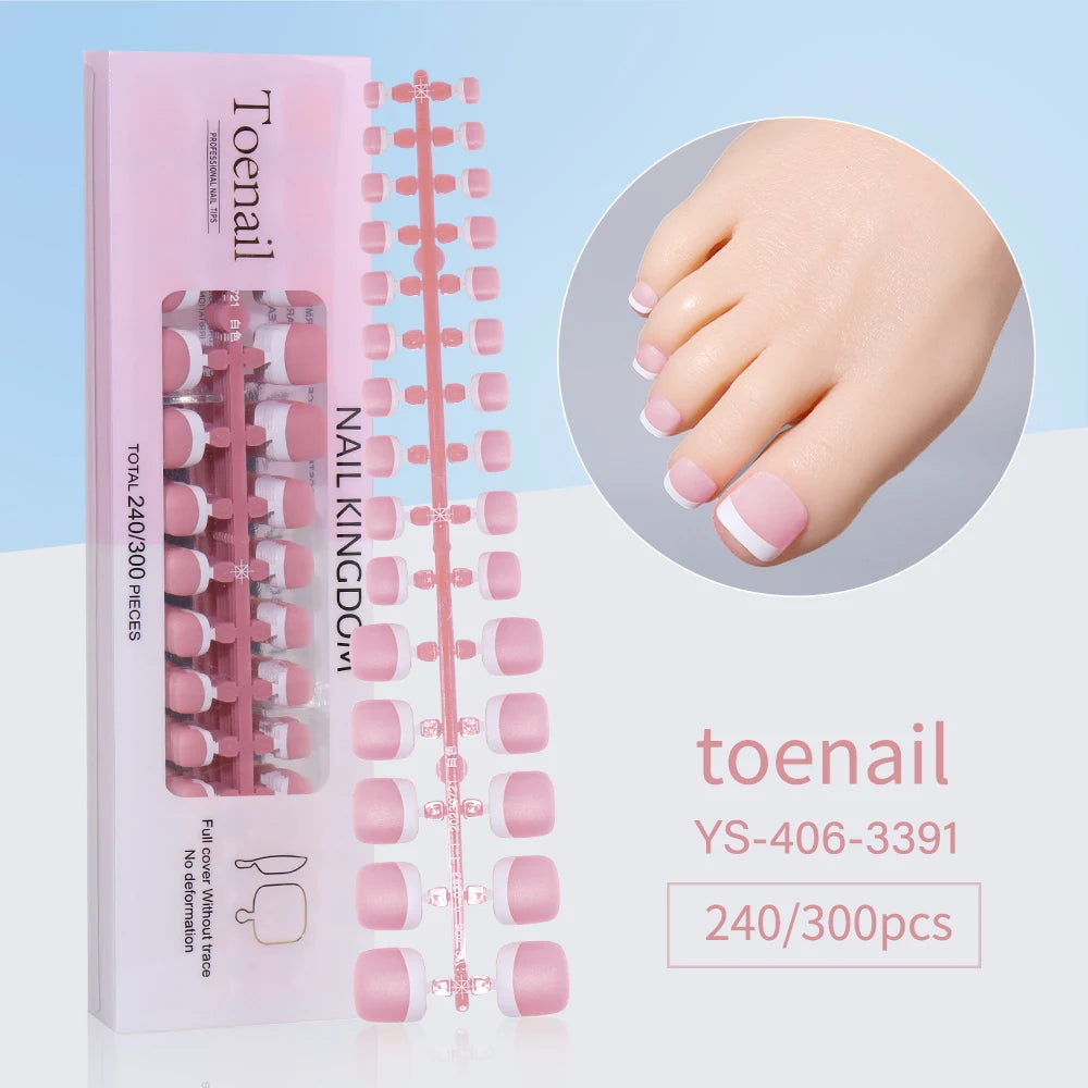 240pcs French Gel X Tips Press on Long Almond False Nails Premade Designed X Coat Tips Full Cover French Tip Press on Nails